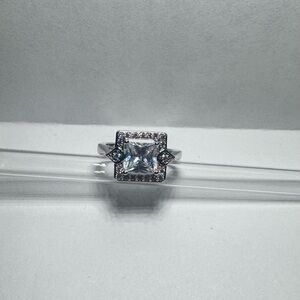 Elegant Silver Square-Cut Ring